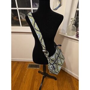 Vera Bradley Shoulder Bag Cambridge Pattern Handbag Excellent Retired Green Blue